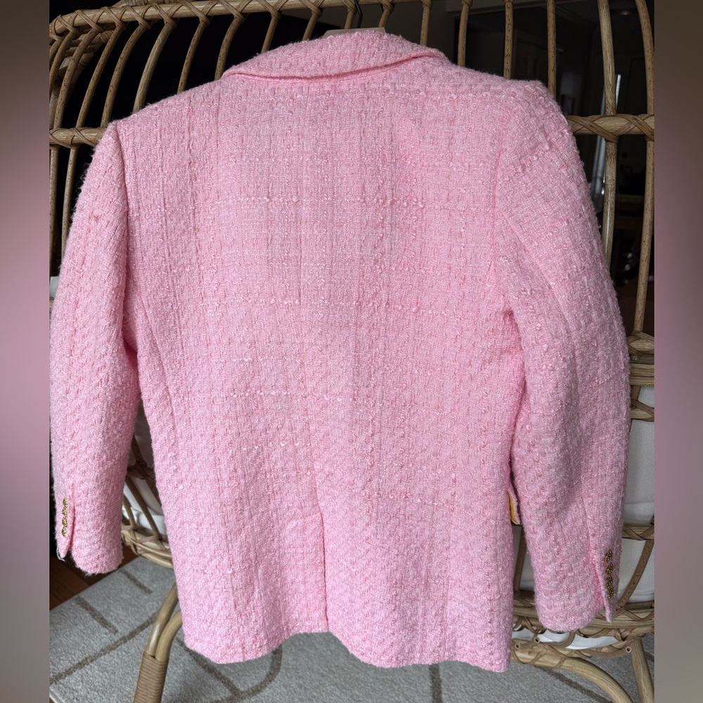Zara Pink Textured Tailored Blazer - Picture 3 of 12